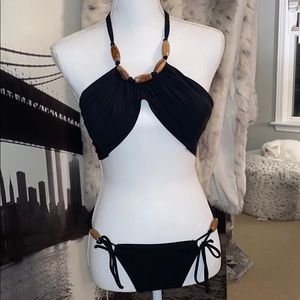 Black bikini with bead details